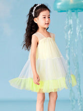 Mini Bala Girls' Dress Summer Pure Cotton Sweet Ocean Style Net Bubble Skirt Loose Stylish Versatile
